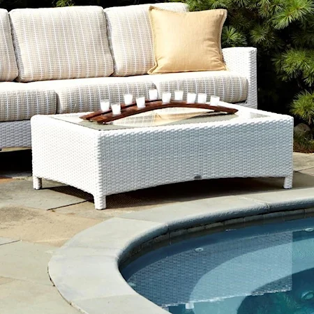 Outdoor Coffee Table with Inset Glass Top